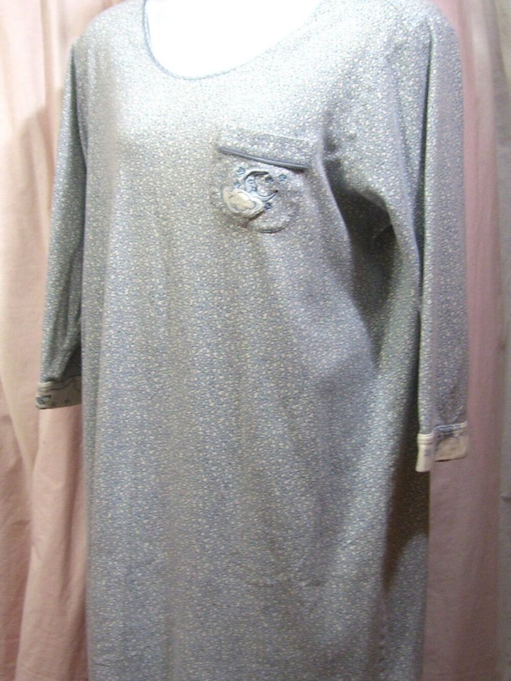 Cabernet Blue white floral nightgown  Plus 1X